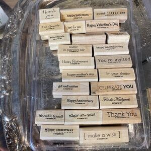 Stampin' Up! Wooden Stamp Set - Natural Wood Teeny Tiny Wishes”24 pieces